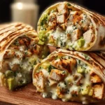 grilled chicken avocado burrito with melted cheese and lime