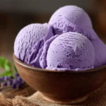 3 Ingredient Ube Ice Cream in a rustic bowl